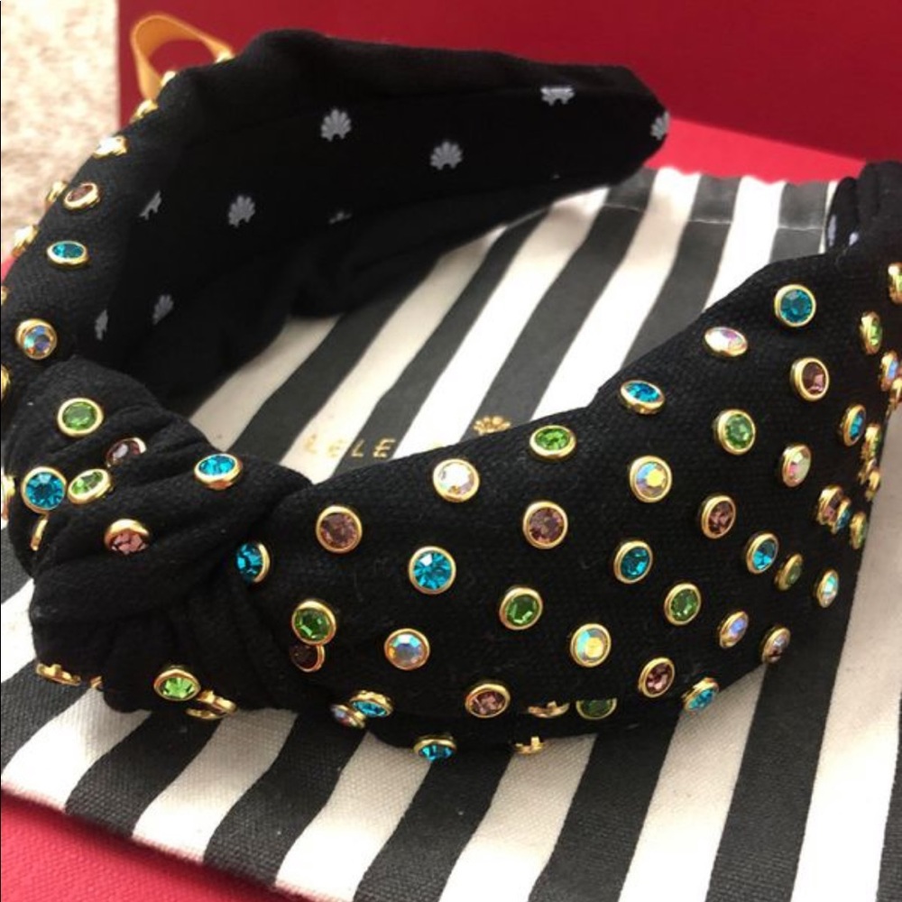 Lele Sadoughi Black Woven Multi Crystal Headband